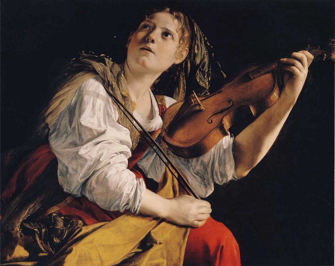 baroque painting orazio gentileschi young woman playing a violin
