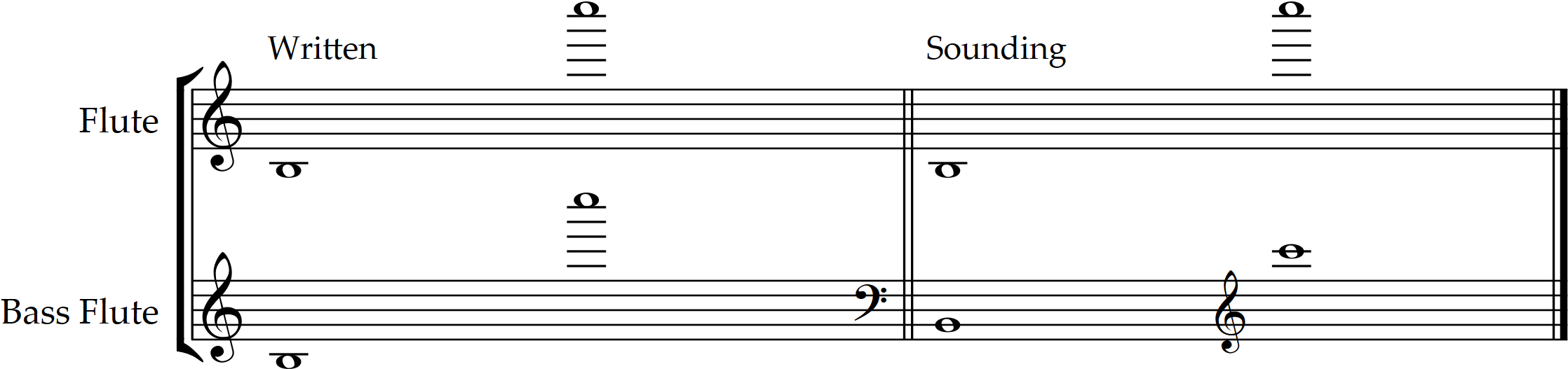 Bass flute range